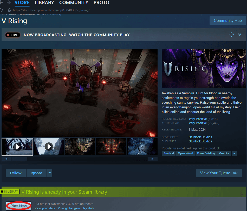 V-Rising Steam page