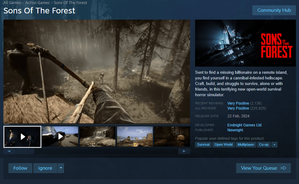 Sons of the Forest Steam page