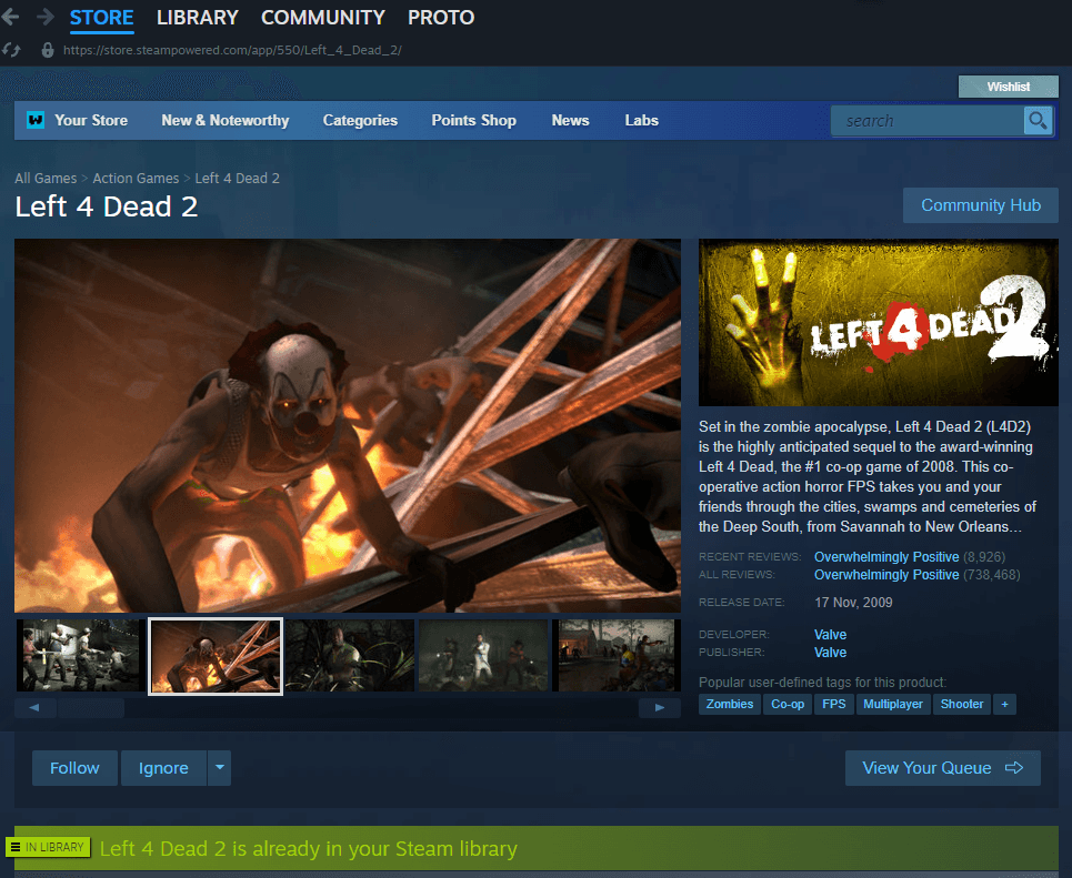 Left 4 Dead 2 Steam page