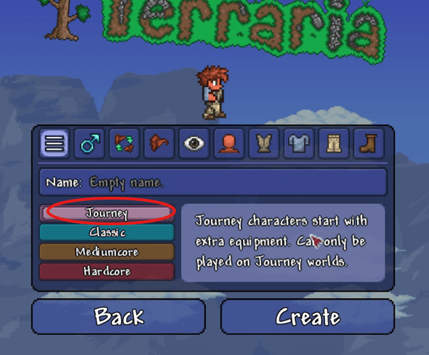Terraria Create Character