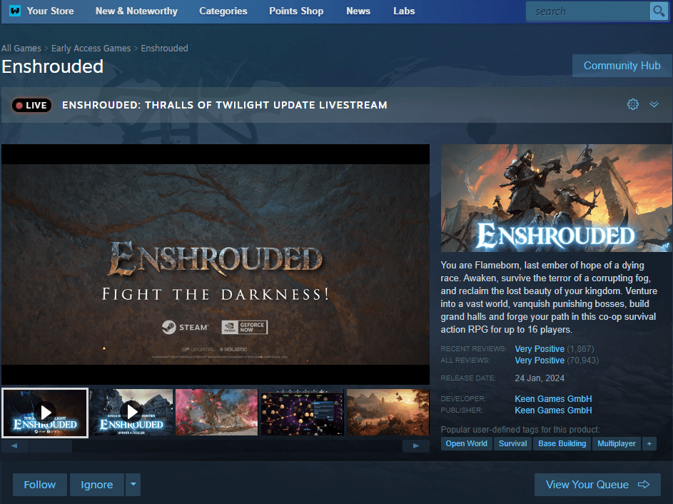 Enshrouded on Steam
