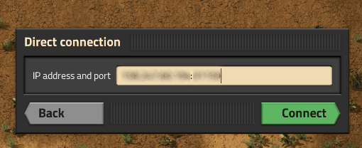 Factorio enter server IP and port