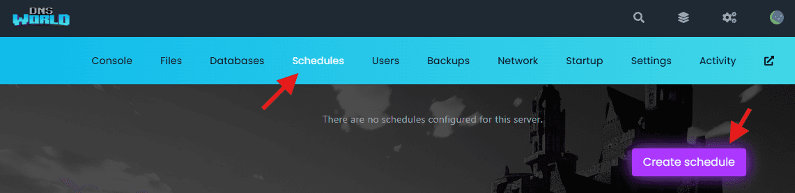 Create Schedule in Schedules tab