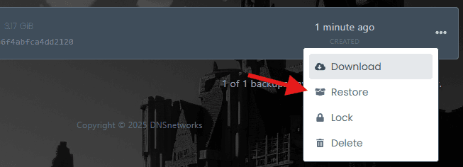 Where to download, restore, lock or delete backup
