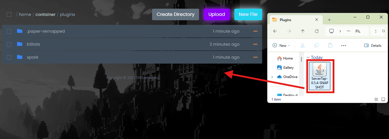 Uploading the ServerTap .jar on the server